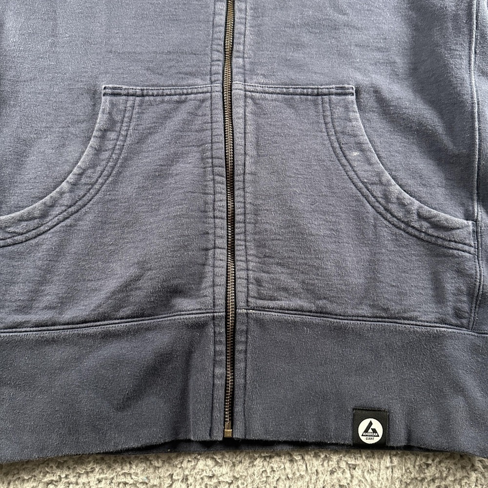 American Giant Hoodie Mens M Blue Full Zip Fleece Sweatshirt USA Heavyweight - Picture 3 of 11